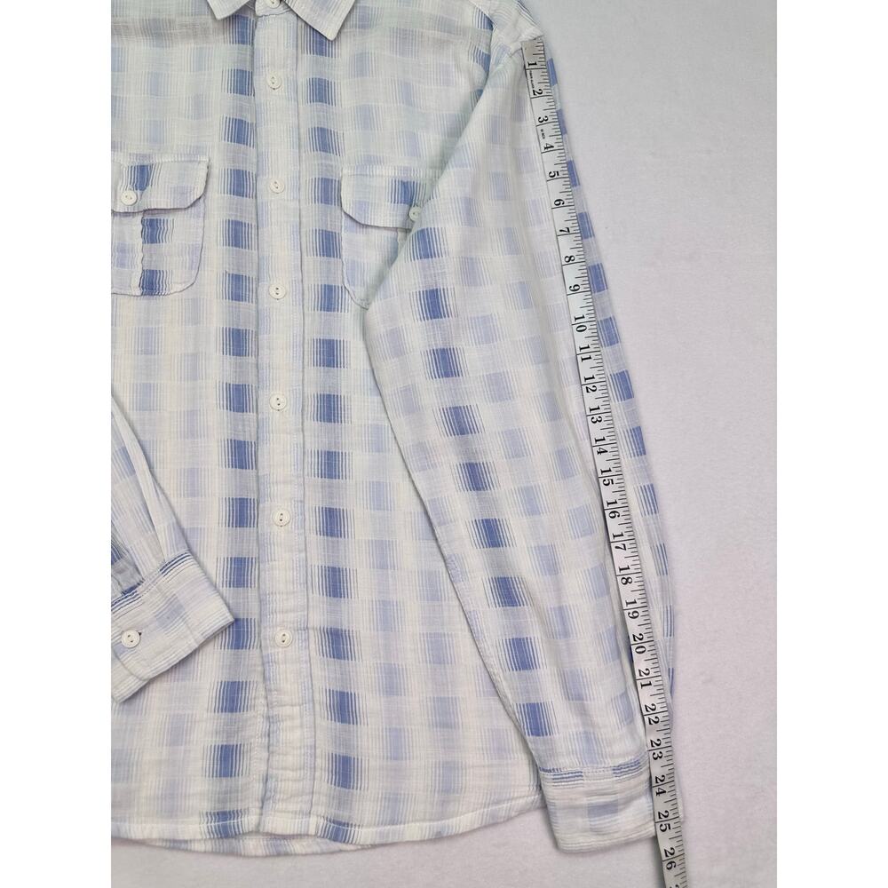 Carbon 2 Cobalt Blue White 100% Cotton Plaid Button Down Shirt Men’s Medium - Picture 7 of 8